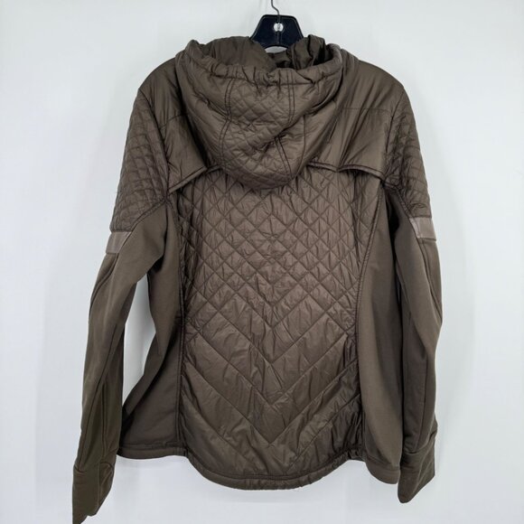 Athleta Womens  Rock Springs Jacket Olive Green Quilted Hooded Reflective size X - Picture 8 of 11
